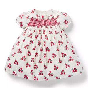 Janie and Jack White Dress with Red Floral Accents